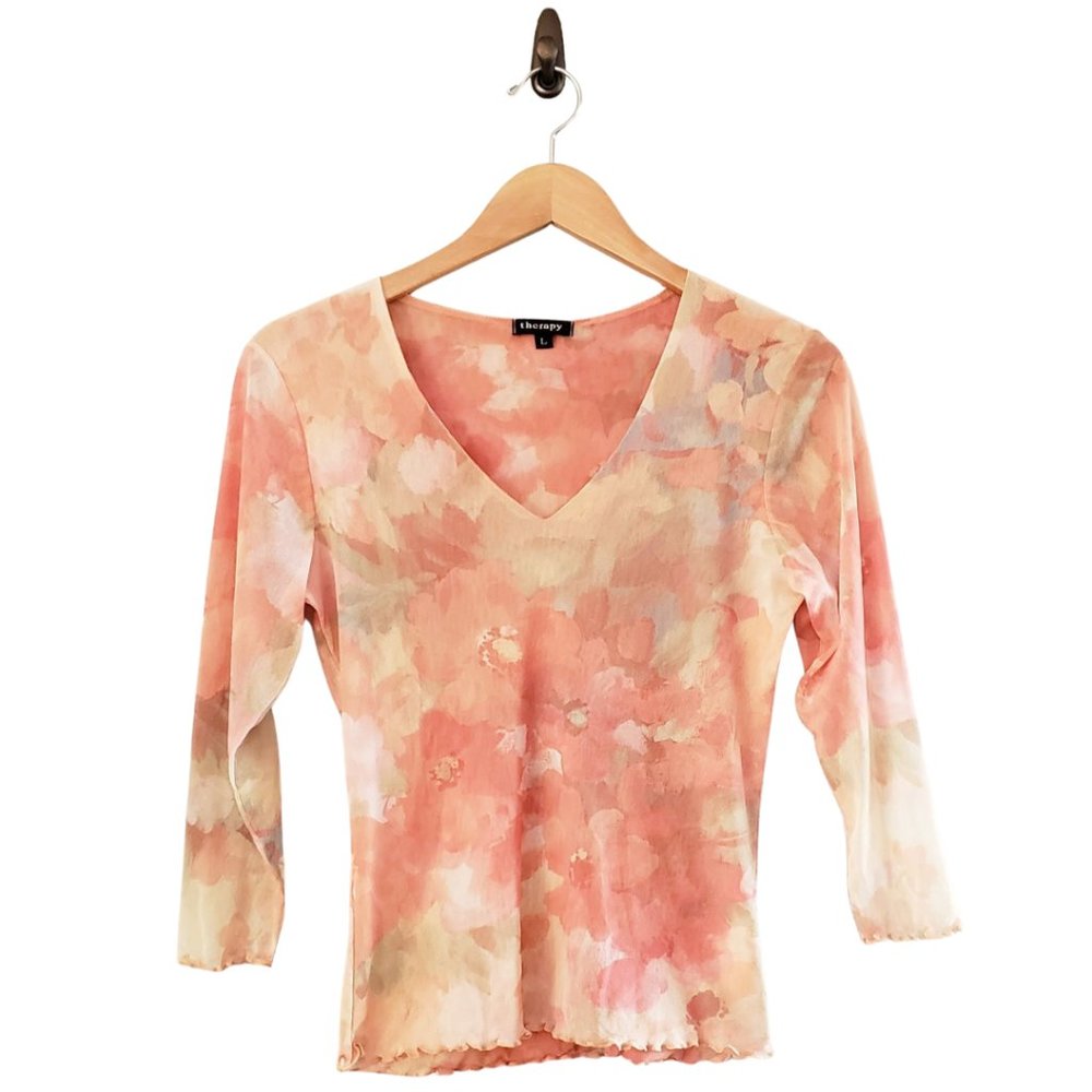 Boho Watercolor 3/4 Sleeve V-Neck Blouse